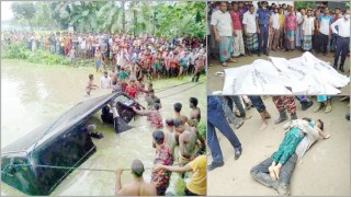 নিয়ন্ত্রণ হারিয়ে পুকুরে মাইক্রোবাস: একই পরিবারের ৮ জন নিহত